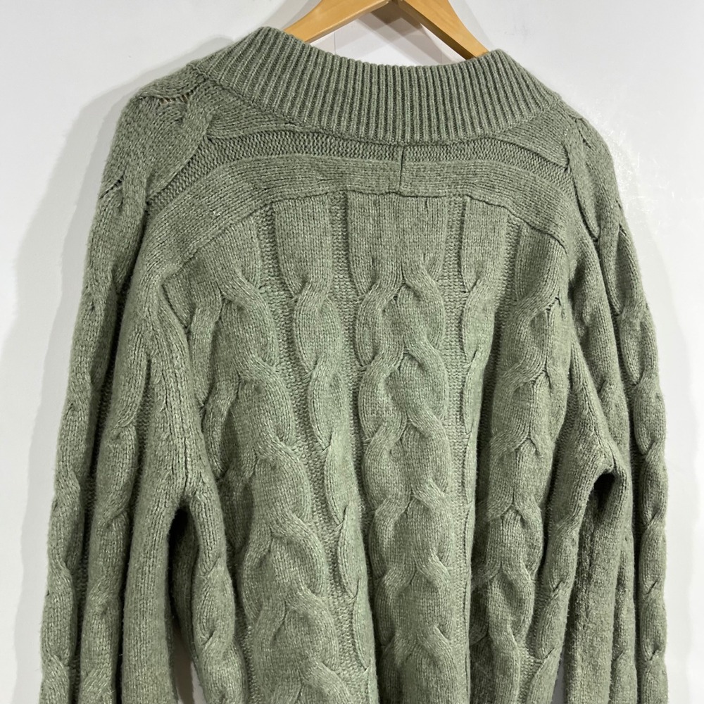 Abercrombie & Fitch Y2K Preppy Fisherman Cable Knit V-Neck Sweater Womens Medium - Picture 5 of 10